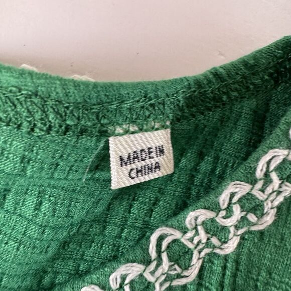 Max Studio Fancy Stitch Work Flutter Short Sleeve Amazon Green Top Size 2X NWT - Picture 8 of 12